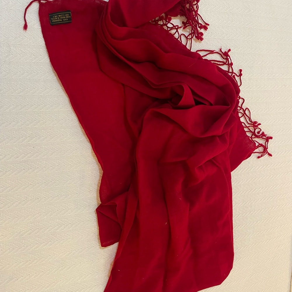 100% Pashmina Red Scarf Shawl